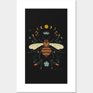 Floral Hearted Bee Posters and Art